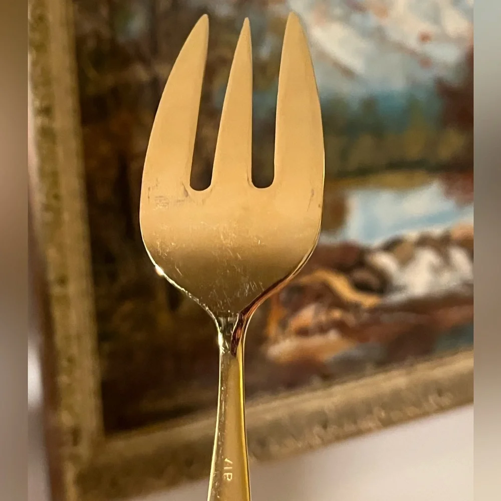 VIP gold tone electroplated serving set of 3 utensils cake server spoon fork